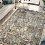 Keen Home Design 8x10 Rug - Machine Washable Area Rug with Non-Slip Backing, Ideal for Living Room, Dining Room, Bedroom - Vintage, Easy Clean, Durable, Low Pile Rug - (8' x 10')