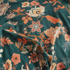 Boho Throw Blanket for Bed 90”x98”, 100% Cotton Woven Blanket for Couch Sofa, Ultra Soft 4-Layer Muslin Quilt with Floral Printed, Farmhouse Bed Blanket/Cover for Living Room Decor