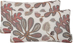 Mika Home Set of 2 Jacquard Tropical Leaf Pattern Oblong Throw Pillow Covers Accent Pillowcase 12X20 Inches,Coral Cream
