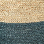 REDEARTH · Cylindrical Pouf Foot Stool Ottoman - Jute Braided Pouffe Poof Accent Sitting Footrest for Living Room, Bedroom, Nursery, Patio, Lounge & Other Rooms (Natural Teal, 18"x18"x14")