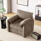 Chenille Oversized Armchair, 38.6'" Wide Accent Chairs for Living Room & Bedroom Modern Lounge Chair, Upholstered Mid-Century Reading Chair (Brwon, 1 Pack)