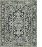 GENIMO Machine Washable 9x12 Area Rugs for Living Room, Non Slip Vintage Rugs, Low Pile Lightweight Chenille Print Rug for Bedroom, Dining Room, Home Office, Night Black