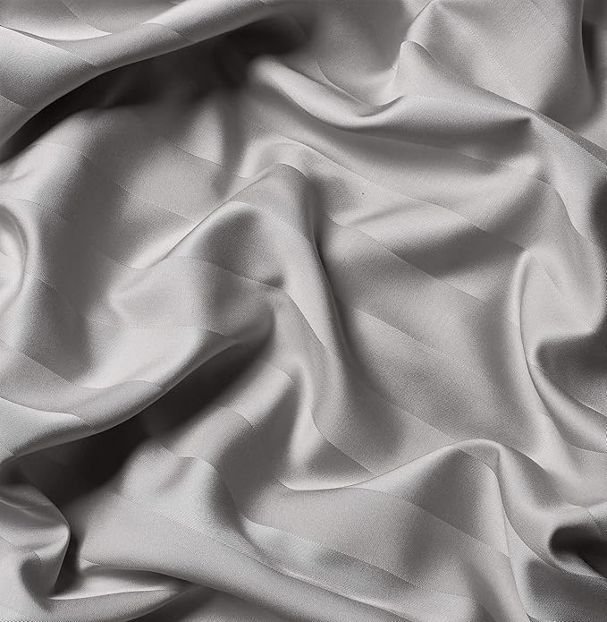 Split King Sheets by Pure Bamboo, Genuine 100% Organic Viscose Derived from Bamboo Bed Sheet Set, Soft & Cooling, Double Stitching *Not for Split Top (Split King, Jacquard Silver)