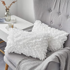 Oubonun 12 x 20 Lumbar Pillow (Set of 2) - 100% Cotton Cover - Rectangle Square Sofa Pillow Inserts - Decorative Pillow Pair - White Couch Pillow