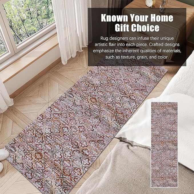 RUGSURE Washable Area Rugs, 2'6'' x 8' - 1/6 Thick - Stain & Water Resistant Non-Slip - Perfect Resistant Rug for Living Room, Bedroom, Nursery, Pet & Child Friendly, Vibrant Colors Rugs, Purple