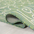JONATHAN Y Vintage Filigree Indoor Outdoor Area Rug 5X8 Green/Ivory, Charleston Textured Weave for Backyard, Patio, Porch, Easy-Cleaning, High Traffic, Pet-Friendly, Non-Shedding (SMB106K-5)