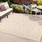 JONATHAN Y Vintage Filigree Indoor Outdoor Area Rug 3X5 Cream/Yellow, Charleston Textured Weave for Backyard, Patio, Porch, Easy-Cleaning, High Traffic, Pet-Friendly, Non-Shedding (SMB106M-3)