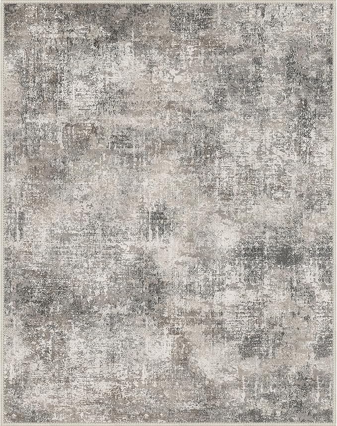 Area Rugs 6x9 for Living Room Bedroom, Modern Abstract Machine Washable Rug, Large Soft Low Pile Floor Carpet with Non Slip Backing for Dining Room, Grey