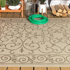 JONATHAN Y Vintage Filigree Indoor Outdoor Area Rug 3X5 Beige/Brown, Charleston Textured Weave for Backyard, Patio, Porch, Easy-Cleaning, High Traffic, Pet-Friendly, Non-Shedding (SMB106A-3)
