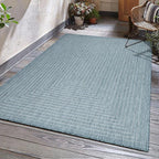 Adiva Rugs Outdoor Indoor Area Rug, Weather Resistant, Easy to Clean, Stain Resistant Floor Mat for Dining Room, Backyard, Deck, Patio (Aqua Weiss, 10' x 14')