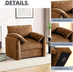 Chenille Oversized Armchair, 38.6'" Wide Accent Chairs for Living Room & Bedroom Modern Lounge Chair, Upholstered Mid-Century Reading Chair (Rustic Bronzing Cloth, 2 Pack)