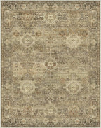 GENIMO 8X10 Area Rugs for Living Room, Machine Washable Non Slip Vintage Floral Patchwork Rug, Thin Low Pile Chenille Carpet Rugs for Bedroom, Dining Room, Straw