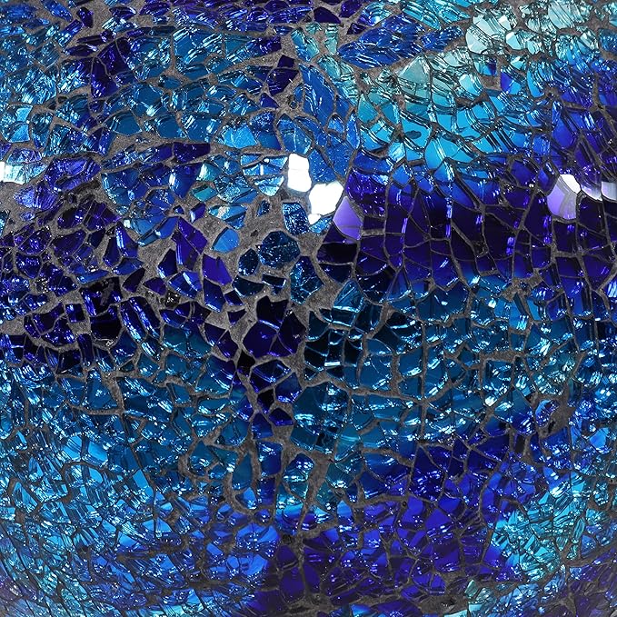 Sunnydaze 10-inch Gazing Ball for Garden - Crackled Glass Mosaic Gazing Globe for Outside - Deep Ocean Swirl Mosaic