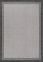 CAMILSON Indoor Outdoor Rug, 10x14 Bordered Gray Modern Area Rugs for Large Indoor and Outdoor Patios, Kitchen and Hallway Mats, Washable Porch Deck Outside Carpet (Bordered Grey, 10 x 14)