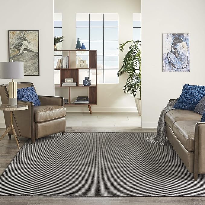 Nourison Home Positano 8' Runner Charcoal Fabric Modern Area Rug (8' Runner)