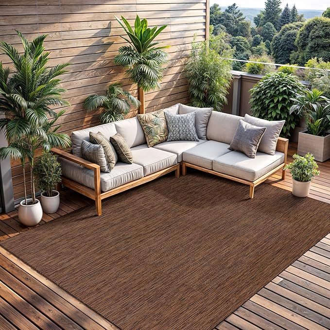 CAMILSON Outdoor Rug 6x9 Modern Area Rugs for Indoor and Outdoor Patios and Porches - Waterproof, Washable, Non-Shedding, Easy-to-Clean Outside Carpet (6 x 9, Solid - Gold)