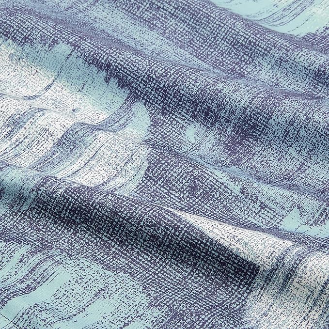 Amazon Basics Lightweight Microfiber Comforter Sets, 7 Pieces, Navy, Geometrics, King