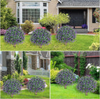 HyeFlora 2 Pack Artificial Topiary Boxwood Ball Trees with Lavender Fake Plants for Outdoor Indoor Artificial Shrubs with Ground Spike UV Resistant Fake Bushes for Front Porch Garden (Purple)