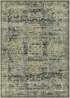 GENIMO Machine Washable 9x12 Area Rugs for Living Room, Non Slip Vintage Rugs, Low Pile Lightweight Chenille Print Rug for Bedroom, Dining Room, Home Office, Tawny Sage