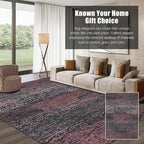 RUGSURE Washable Area Rug - 1/6 Thick - Stain & Water Resistant Non-Slip - Resistant Rug for Living Room, Bedroom, Nursery, Pet & Child Friendly, Vintage Charm Area Rugs (Burgundy, 9' x 12')