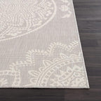 CAMILSON Outdoor Rug 8x10 Modern Area Rugs for Indoor and Outdoor Patios and Porches - Waterproof, Washable, Non-Shedding, Easy-to-Clean Outside Carpet (8 x 10, Medallion - Grey/White)