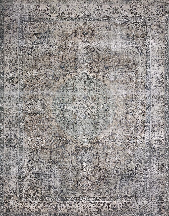 Loloi Layla Collection LAY-06 Taupe/Stone 2'-6" x 7'-6" .13" Thick Runner Rug, Soft, Durable, Vintage Inspired, Distressed, Low Pile, Non-Shedding, Easy Clean, Printed, Living Room Rug