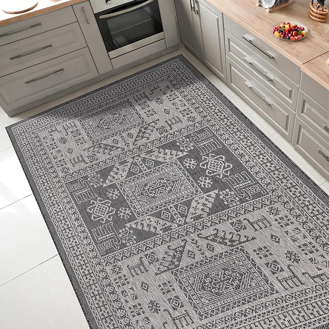 Keen Home Design Terrace Outdoor Area Rug - 8x10 Washable Indoor/Outdoor Rug for Patio, Kitchen, Balcony, Beach, Garden, Deck and Porch, Size: 7'7"x10'