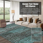 RUGSURE Washable Area Rug - 1/6 Thick - Stain & Water Resistant Non-Slip - Resistant Rug for Living Room, Bedroom, Nursery, Pet & Child Friendly, Vintage Charm Area Rugs (Green, 4' x 6')