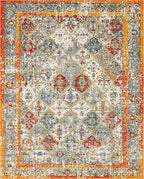 Unique Loom Rosso Collection Vintage, Traditional, Bohemian, Geometric, Distressed, Southwestern Area Rug, 8' 0" x 10' 0", Beige/Orange