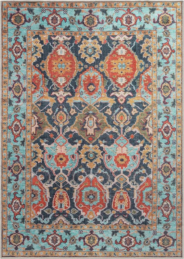 Keen Home Design 6x9 Rug - Machine Washable Area Rug with Non-Slip Backing, Ideal for Living Room, Dining Room, Bedroom - Vintage, Easy Clean, Durable, Low Pile Rug - (6' x 9')