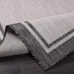CAMILSON Indoor Outdoor Rug, 10x14 Bordered Gray Modern Area Rugs for Large Indoor and Outdoor Patios, Kitchen and Hallway Mats, Washable Porch Deck Outside Carpet (Bordered Grey, 10 x 14)