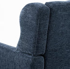 Accent Chair, Comfy Upholstered Living Room Chairs with High Tufted Backrest and Pillow, Wingback Reading Chair with Solid Wood Legs for Bedroom/Office, Chenille Fabric, Dark Blue