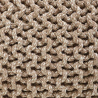 REDEARTH Round Pouf Ottoman - Hand Knitted Cable Boho Poof Home Décor Pouffe Circular Footrest for Living Room - Nursery - Bedroom - Lounge 100% Cotton (19.5"x19.5"x14") - Beige Ivory