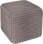 REDEARTH Cube Hand Knitted Pouf - Foot Stool Ottoman - Cord Boho Pouffe - Poof Accent Stuffed Table or Footrest for Living Room - Nursery - Bedroom - Patio - 100% Cotton (16" x 16" x 16") - Taupe