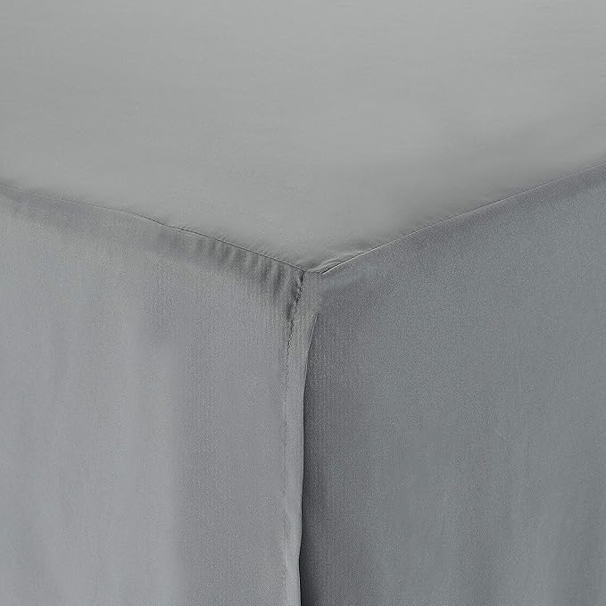 Amazon Basics Lightweight Pleated Bed Skirt, Full, Dark Grey, Solid