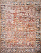 Loloi Layla Collection LAY-02 Spice/Marine 2'-3" x 3'-9" .13" Thick Accent Rug, Soft, Durable, Vintage Inspired, Distressed, Low Pile, Non-Shedding, Easy Clean, Printed, Living Room Rug