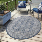 Keen Home Design Terrace Outdoor Round Rug - 5ft Round Washable Indoor/Outdoor Rug for Patio, Kitchen, Balcony, Beach, Garden, Deck and Porch, Size: 5'3" Round
