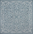 JONATHAN Y Vintage Filigree Indoor Outdoor Square Area Rug 6X6 Teal/Gray, Charleston Textured Weave for Backyard, Patio, Porch, Easy-Cleaning, High Traffic, Pet-Friendly, Non-Shedding (SMB106F-6SQ)