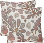 Mika Home Set of 2 Jacquard Tropical Leaf Pattern Throw Pillow Covers Decorative Pillowcase 22X22 Inches,Coral Cream